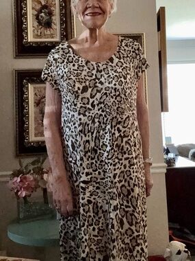 Leopard Print Scoop Neck Women’s Dress - Cream & Brown